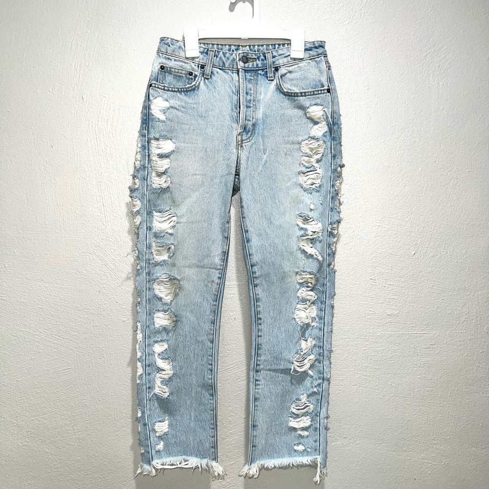 Carmar Emelia High Rise Side Shredded Straight Leg Crop Jeans